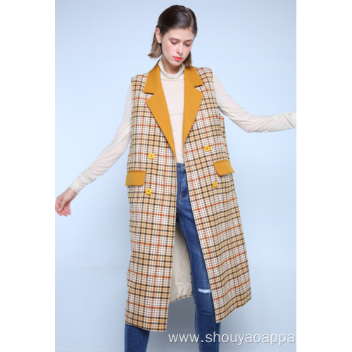 LONG BUTTONED CHECK WAISTCOAT